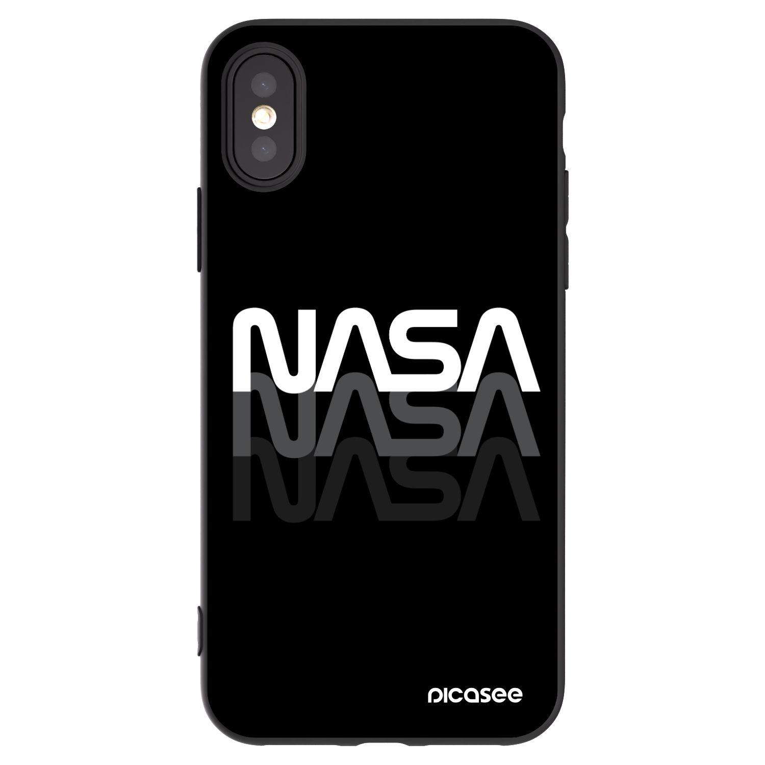 Picasee silikónový čierny obal pre Apple iPhone X/XS - NASA Triple