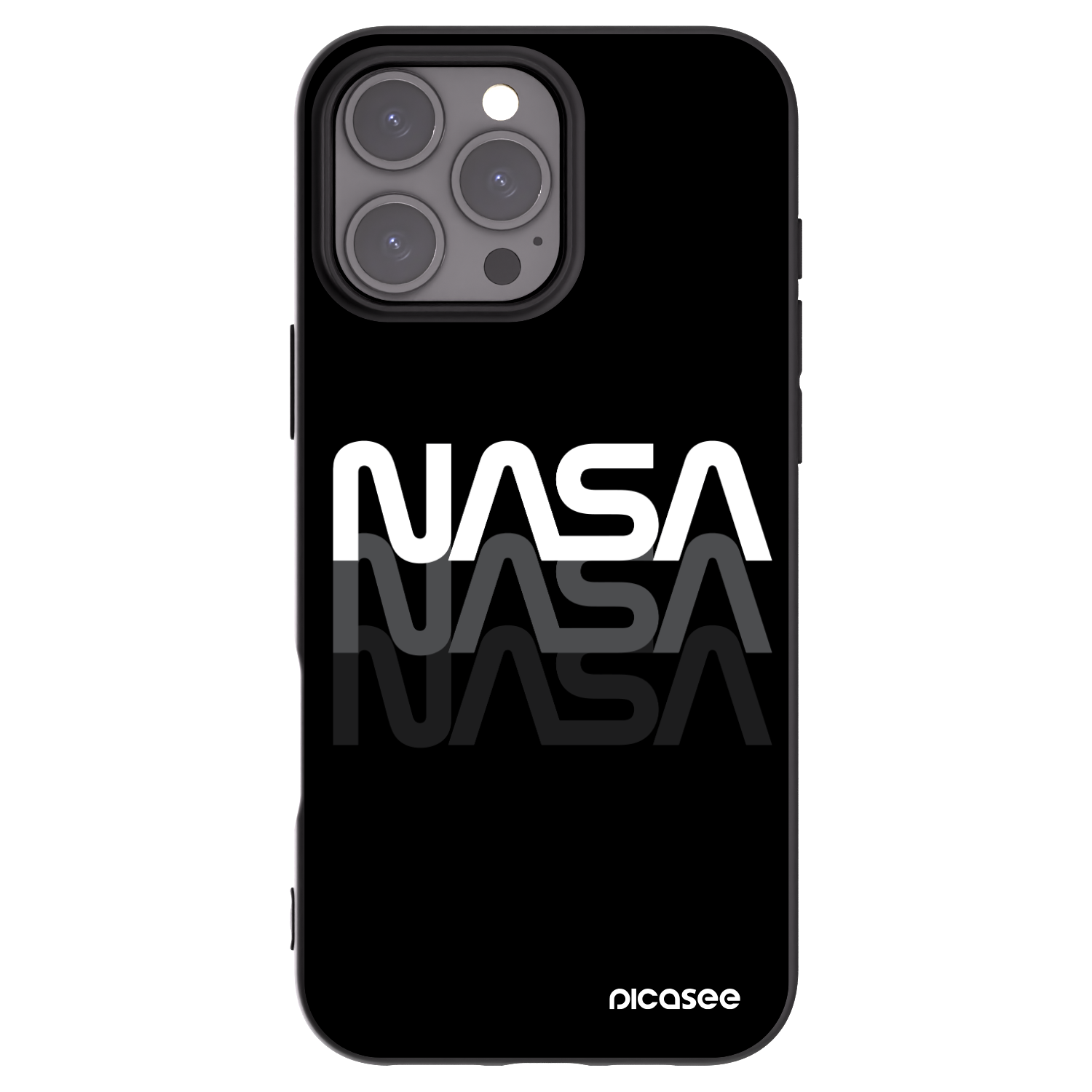 Silikónový čierny obal pre Apple iPhone 16 Pro Max - NASA Triple