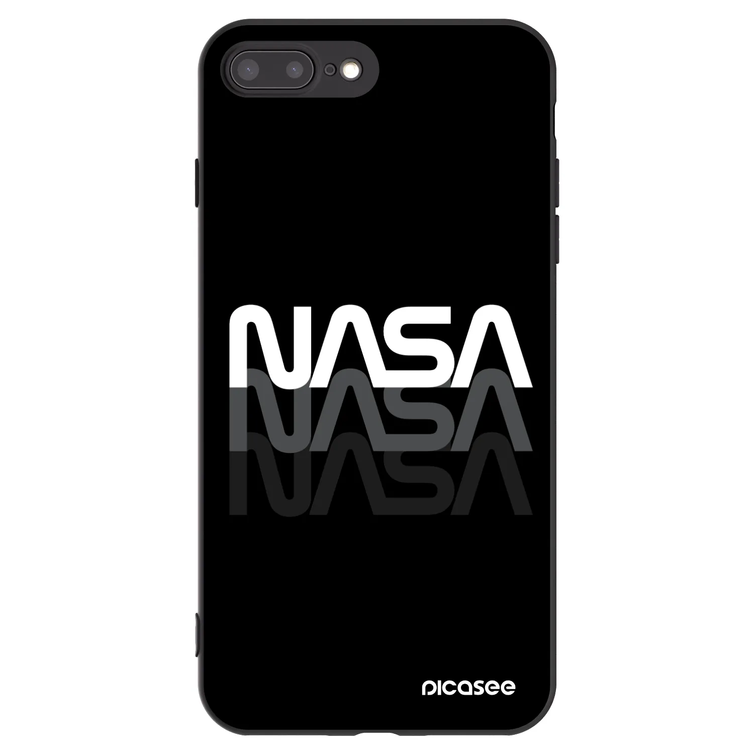 Picasee silikónový čierny obal pre Apple iPhone 8 Plus - NASA Triple