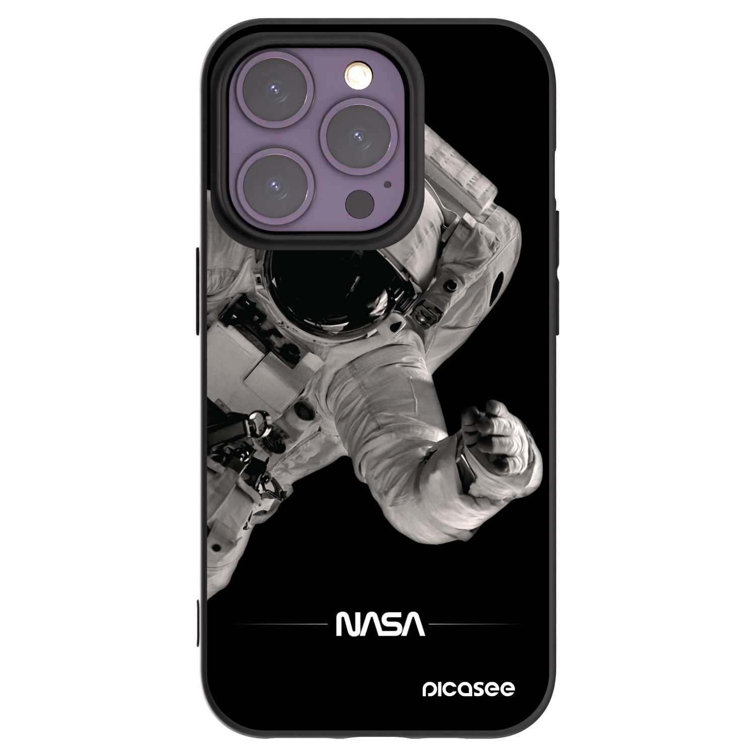 Picasee silikónový čierny obal pre Apple iPhone 14 Pro - Astronaut Big