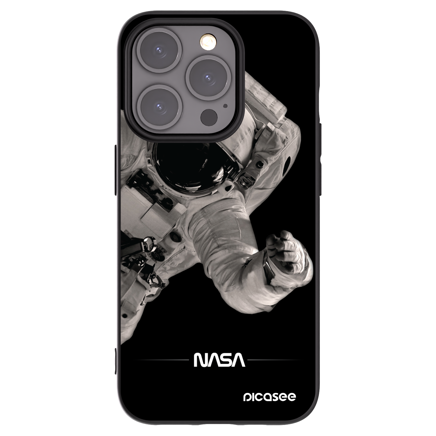 Silikónový čierny obal pre Apple iPhone 15 Pro - Astronaut Big