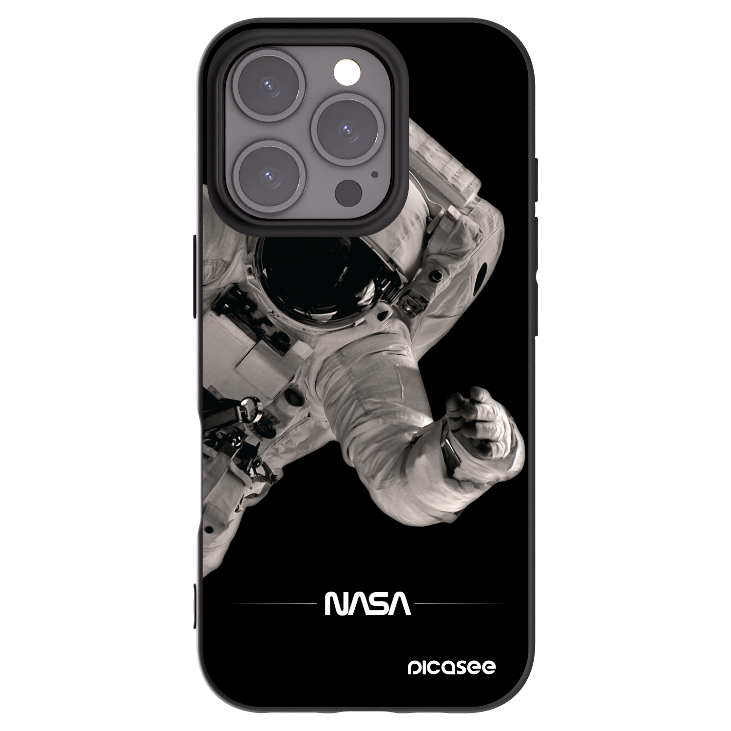 Picasee silikónový čierny obal pre Apple iPhone 16 Pro - Astronaut Big