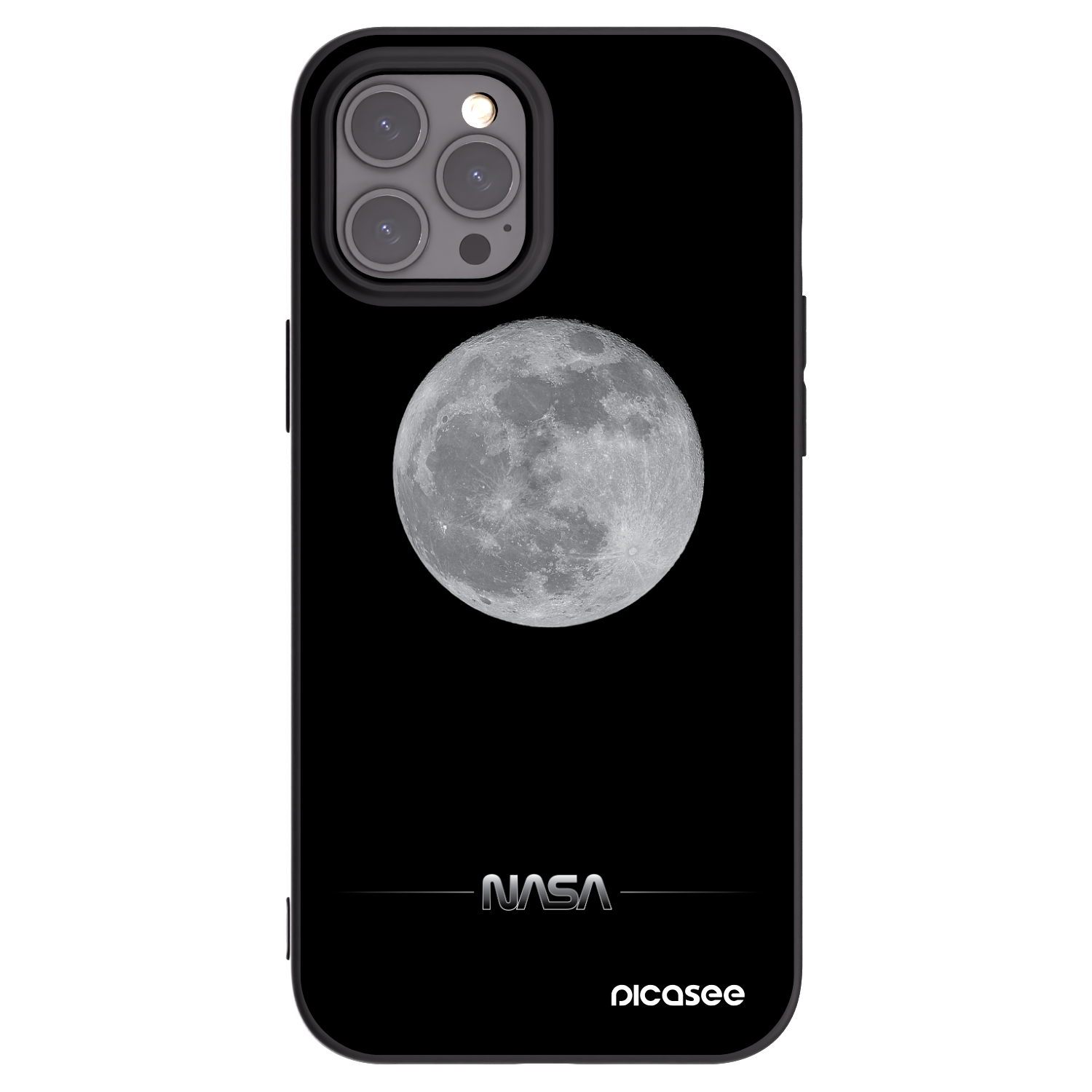 Silikónový čierny obal pre Apple iPhone 12 Pro Max - Moon Minimal