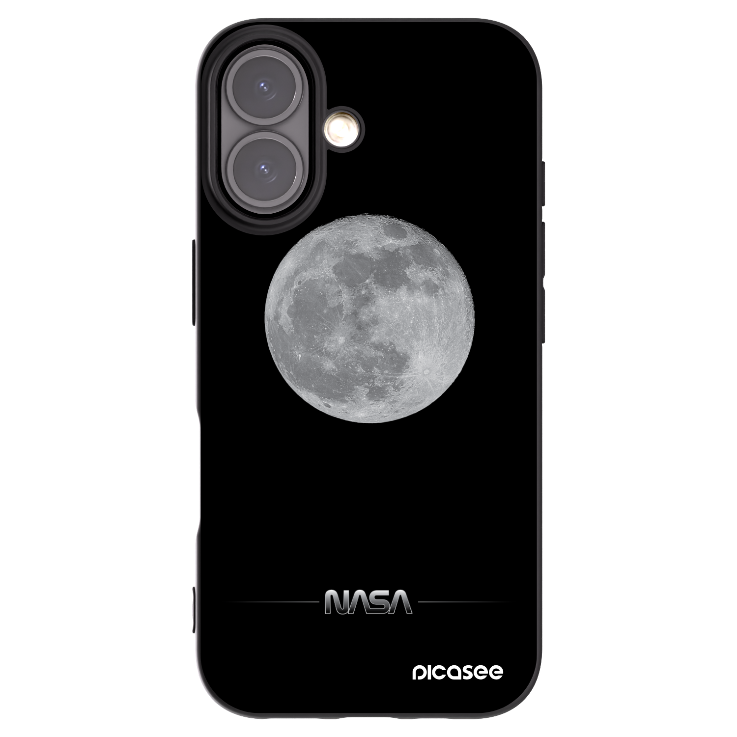 Silikónový čierny obal pre Apple iPhone 16 - Moon Minimal
