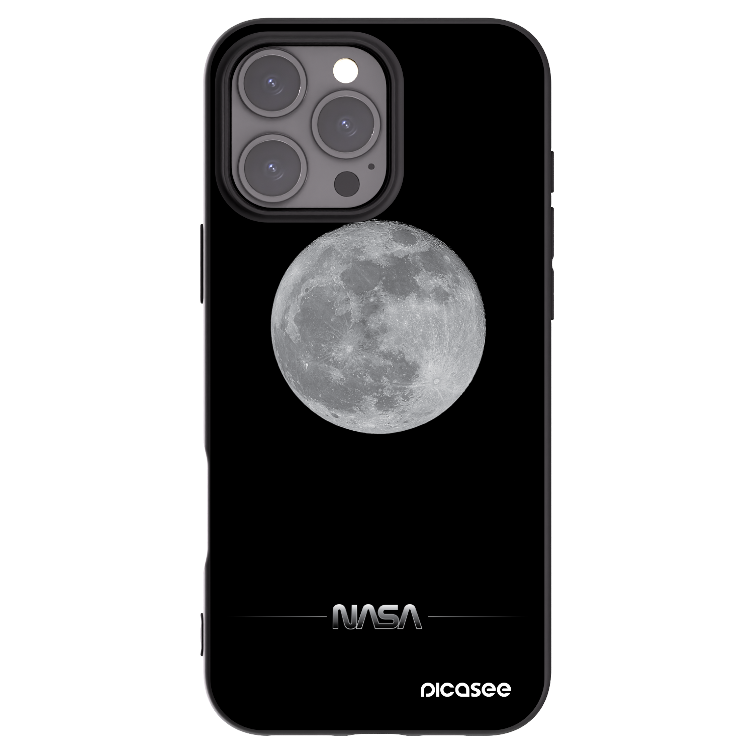 Silikónový čierny obal pre Apple iPhone 16 Pro Max - Moon Minimal
