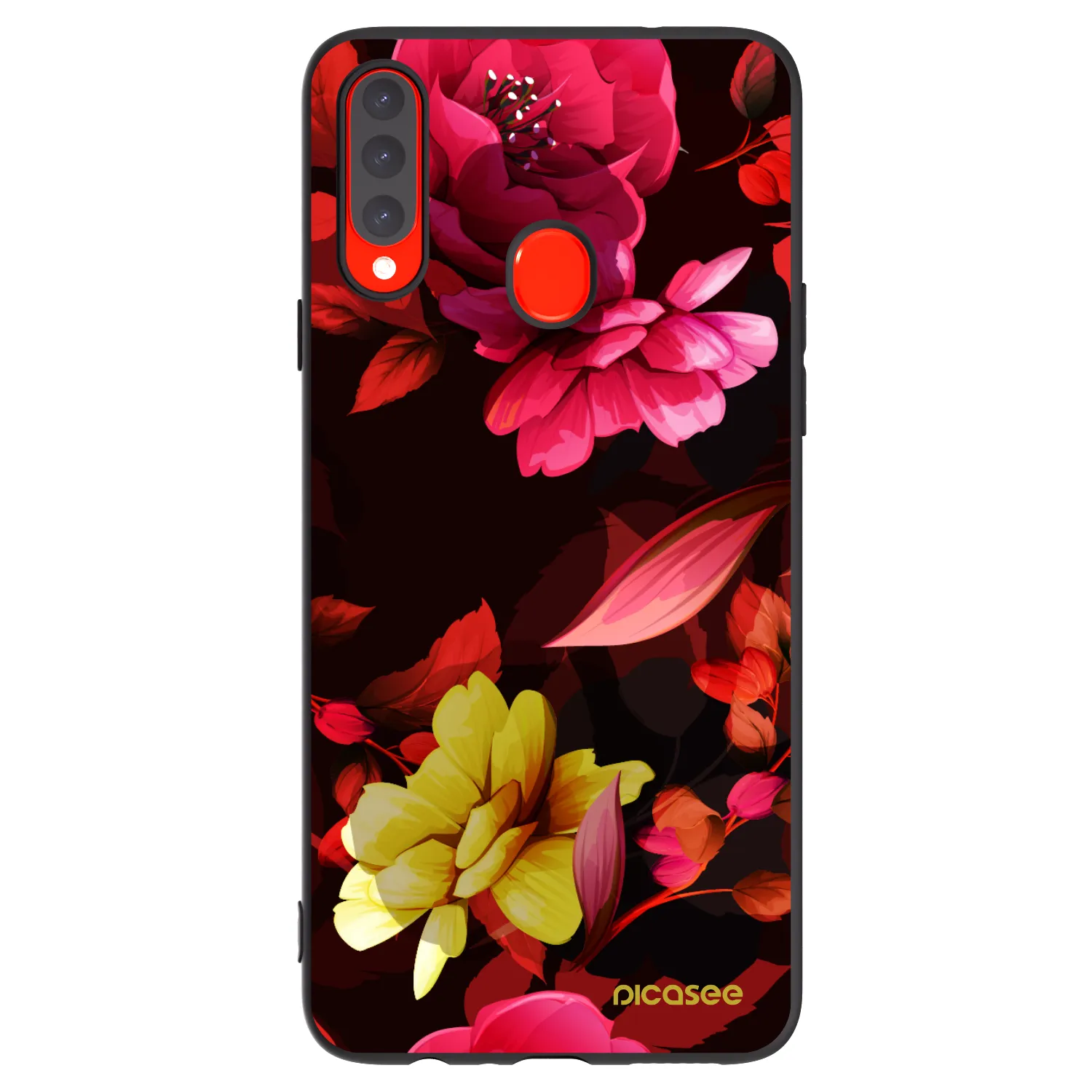 Picasee silikónový čierny obal pre Samsung Galaxy A20s - Dark Peonny