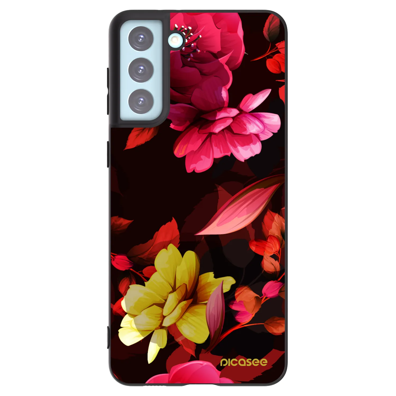 Picasee silikónový čierny obal pre Samsung Galaxy S21+ 5G G996F - Dark Peonny