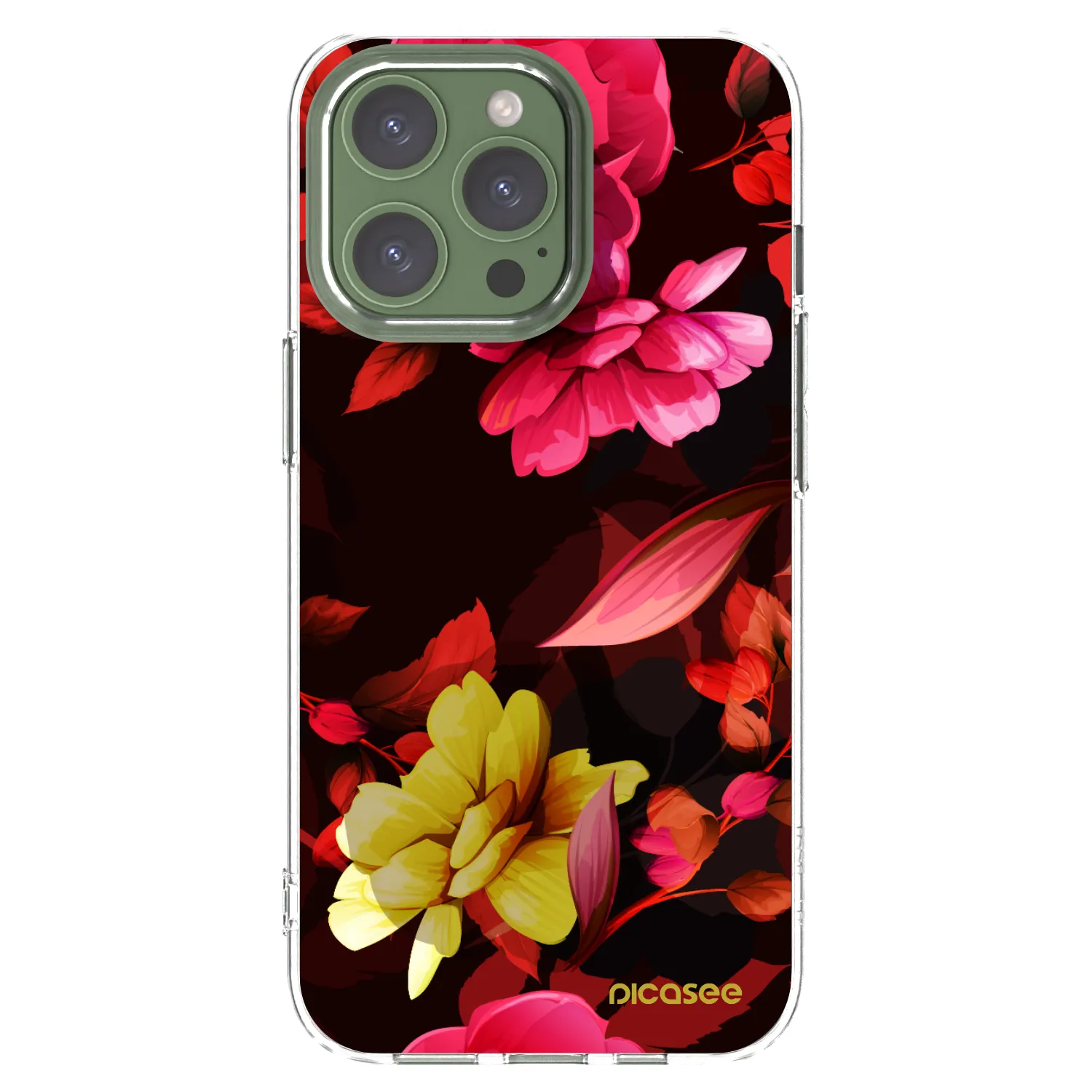 Silikónový prehľadný obal pre Apple iPhone 13 Pro - Dark Peonny