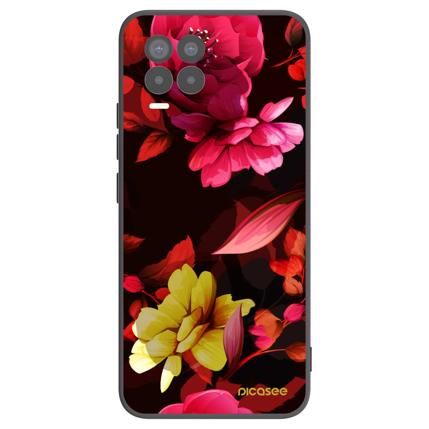 Picasee silikónový čierny obal pre Realme 8 4G - Dark Peonny