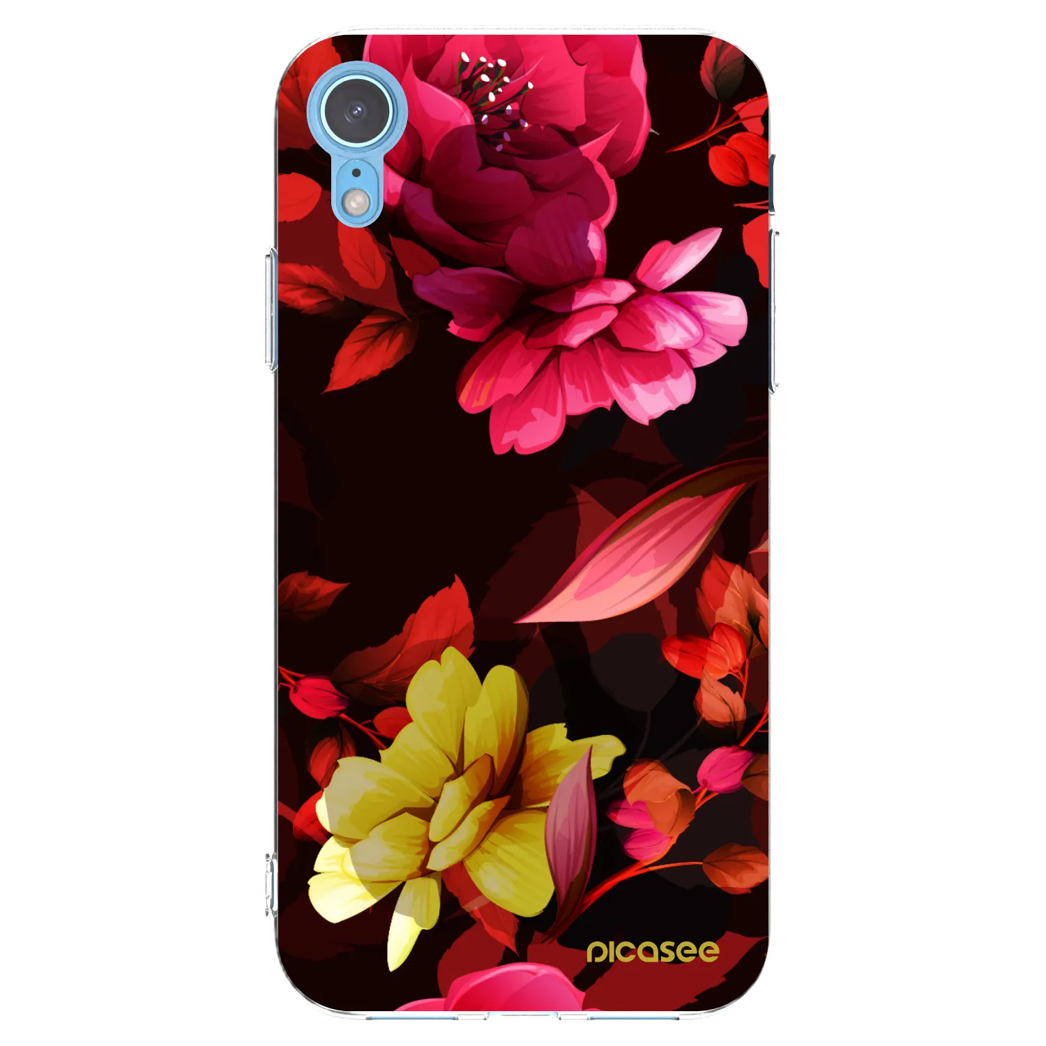Picasee silikónový prehľadný obal pre Apple iPhone XR - Dark Peonny