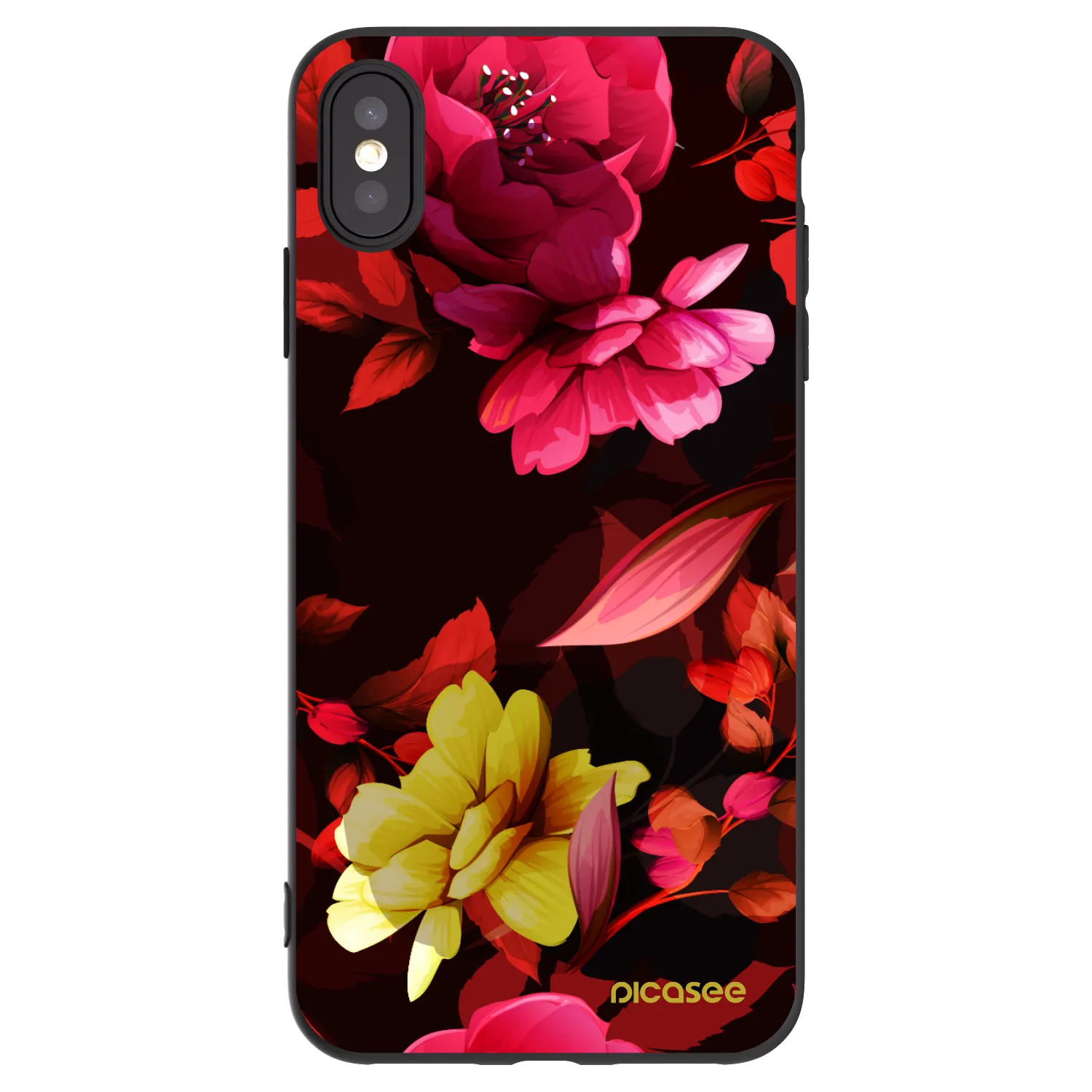 Picasee silikónový čierny obal pre Apple iPhone XS Max - Dark Peonny