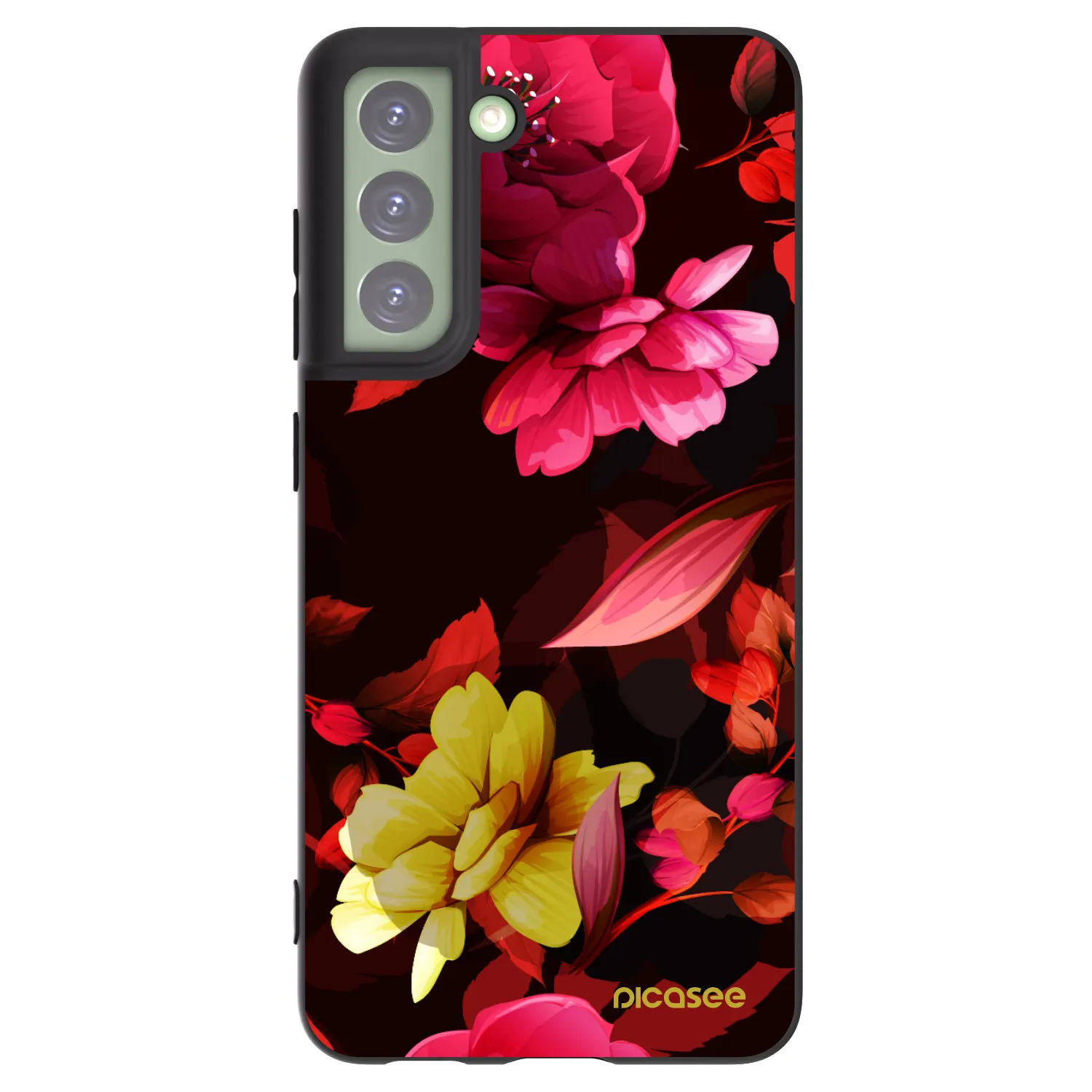 Picasee silikónový čierny obal pre Samsung Galaxy S21 FE 5G - Dark Peonny