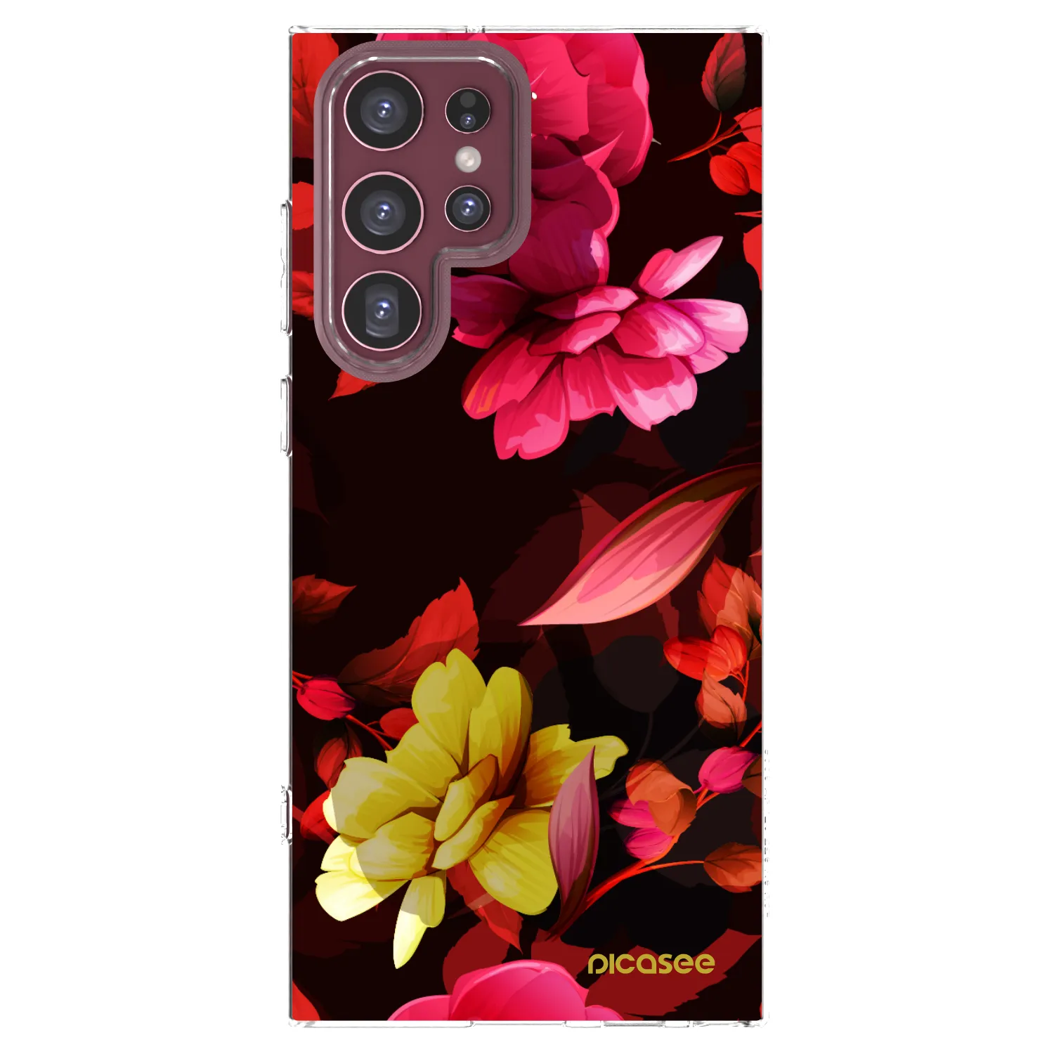 Picasee silikónový prehľadný obal pre Samsung Galaxy S22 Ultra 5G - Dark Peonny