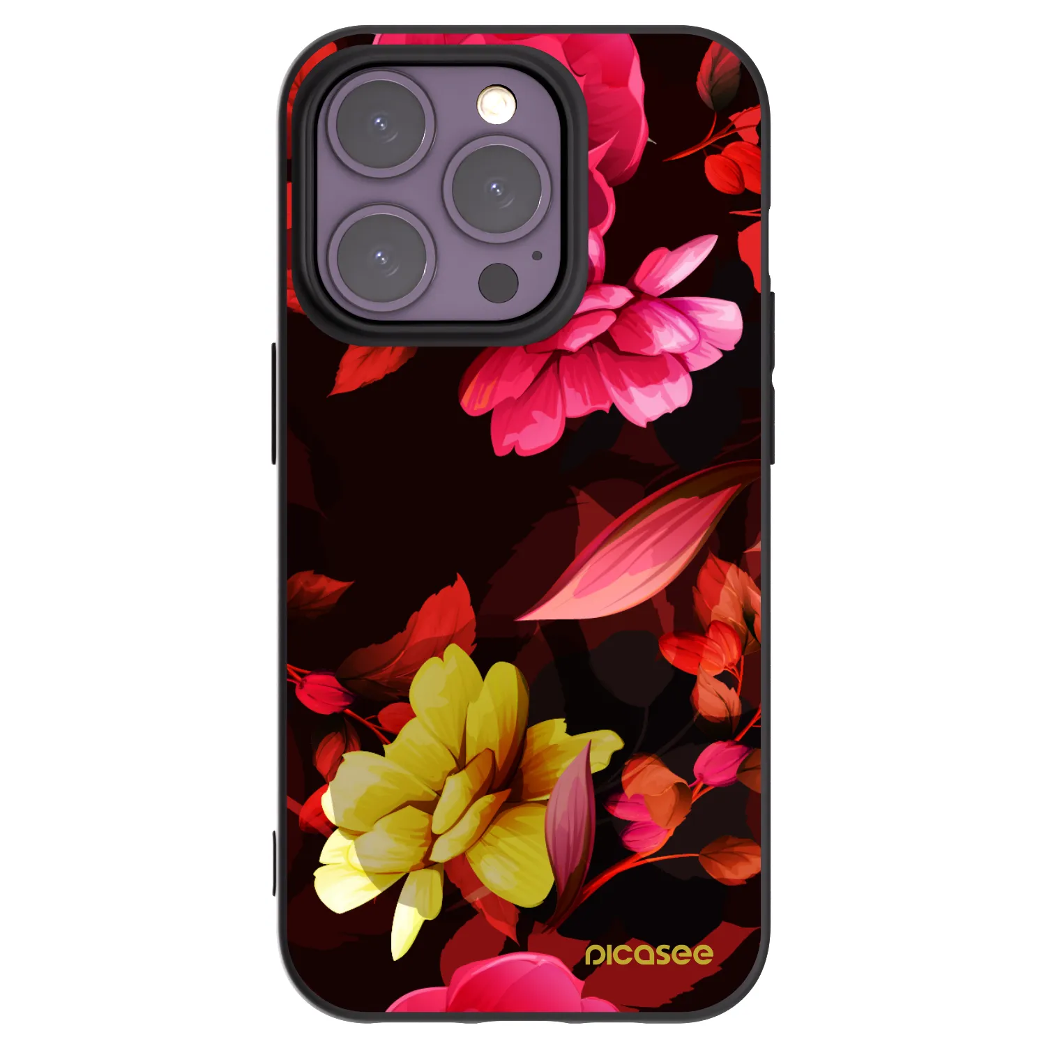 Silikónový čierny obal pre Apple iPhone 14 Pro - Dark Peonny