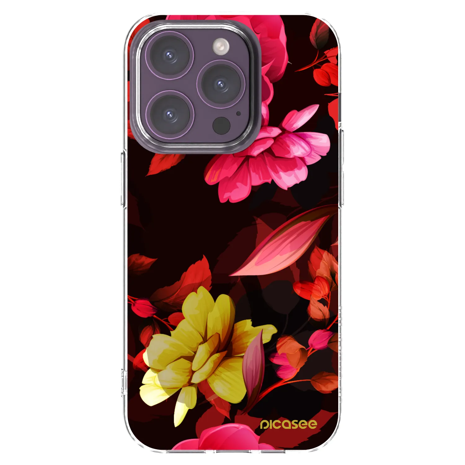Picasee silikónový prehľadný obal pre Apple iPhone 14 Pro - Dark Peonny