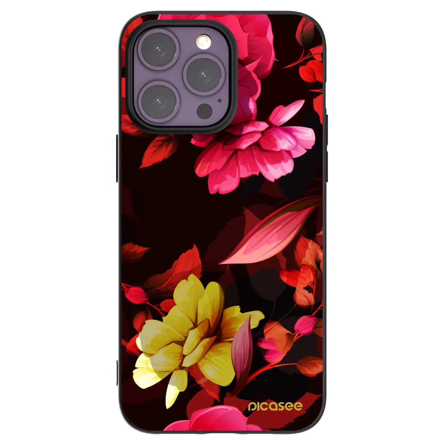 Picasee silikónový čierny obal pre Apple iPhone 14 Pro Max - Dark Peonny