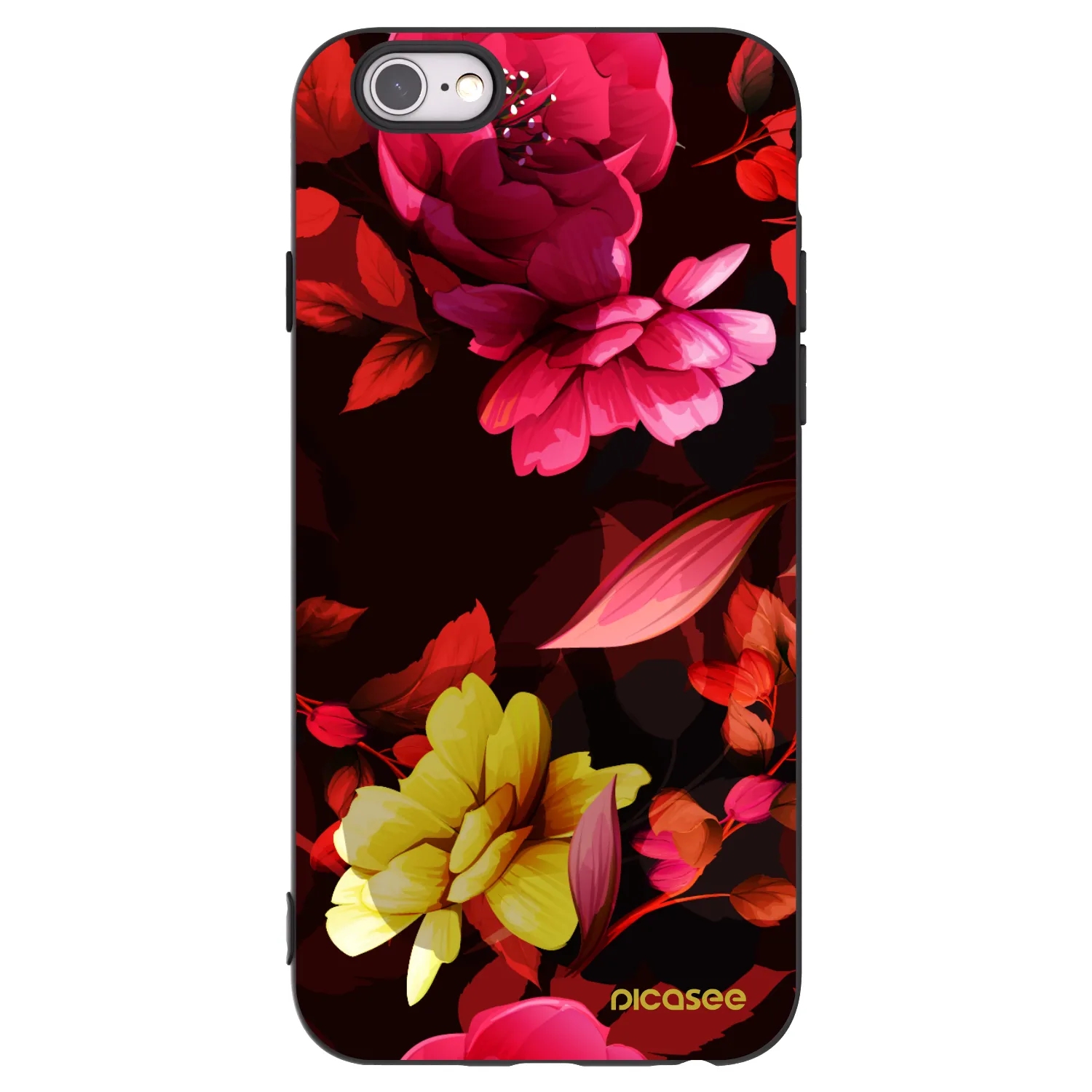 Picasee silikónový čierny obal pre Apple iPhone 6/6S - Dark Peonny