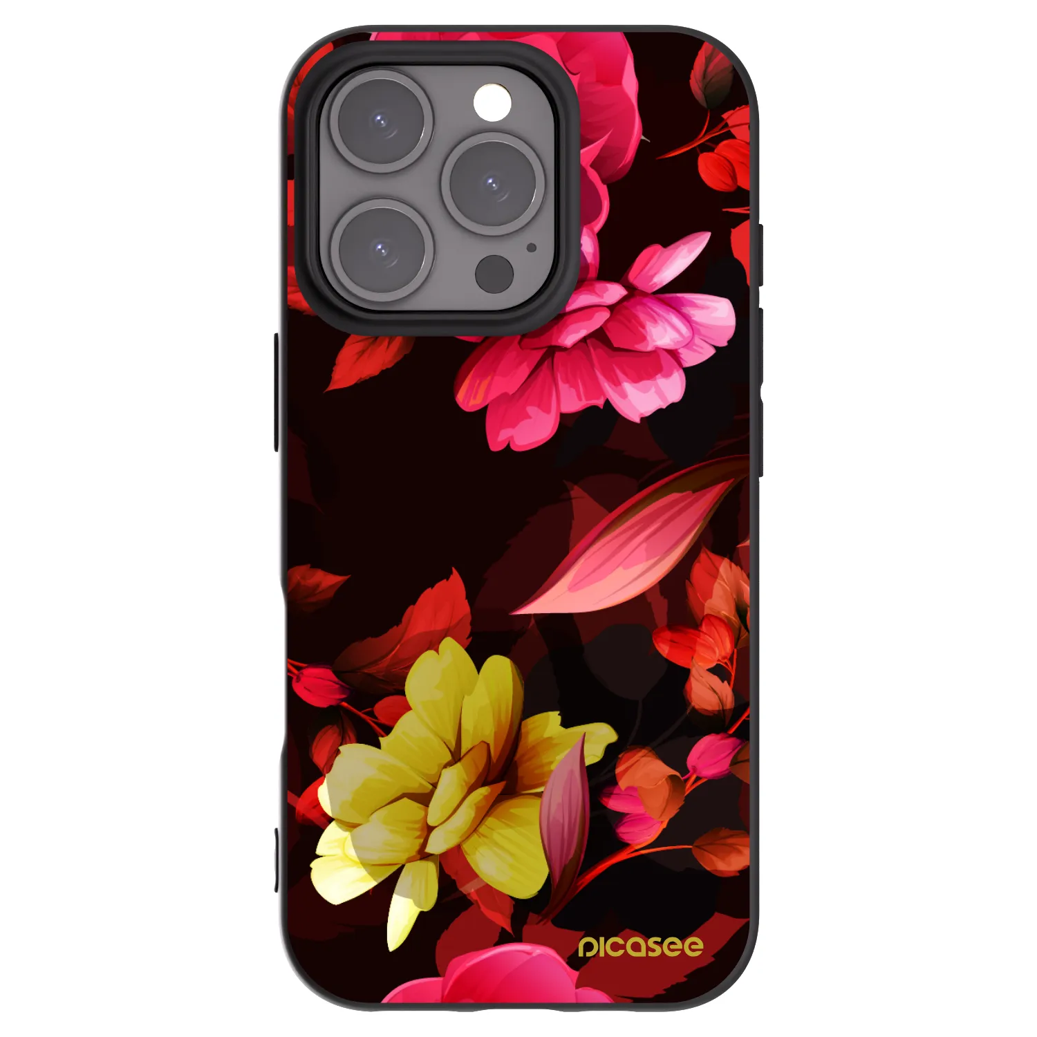 Picasee silikónový čierny obal pre Apple iPhone 16 Pro - Dark Peonny