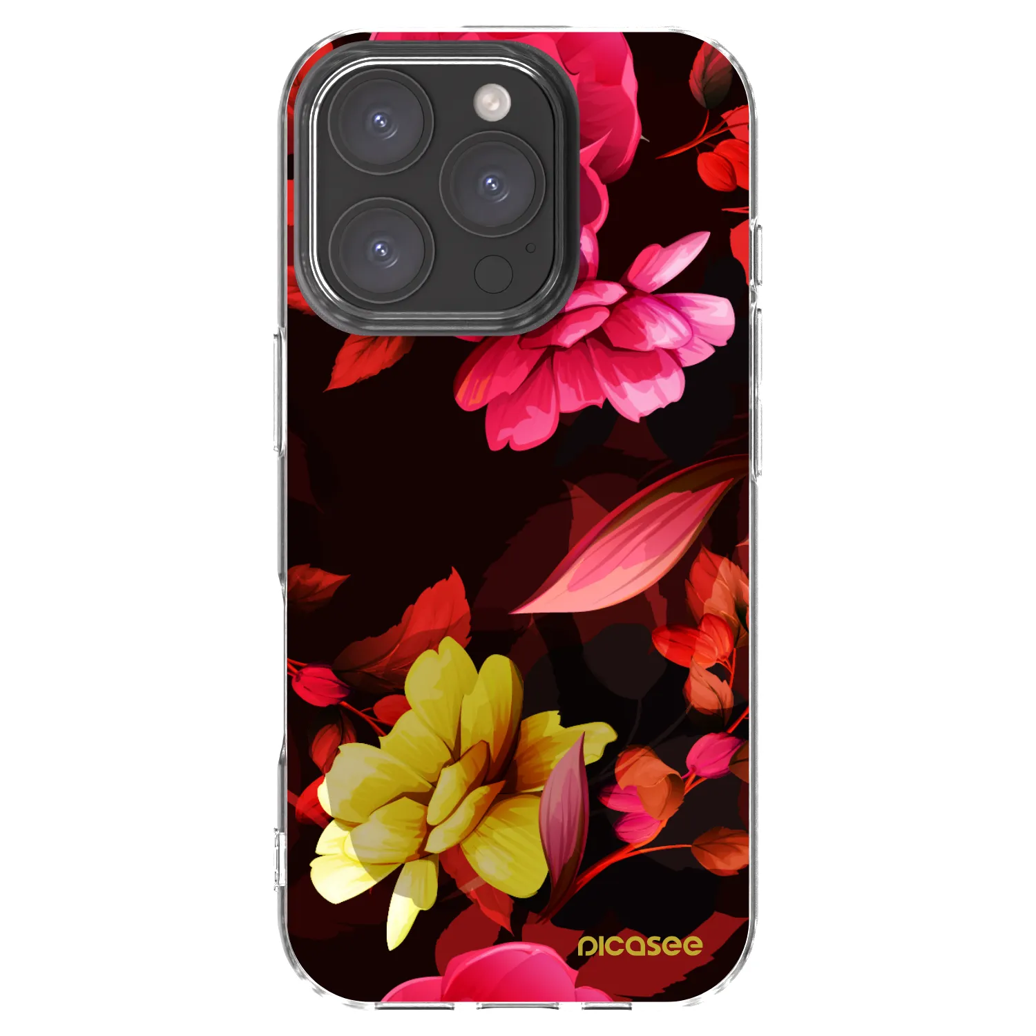 Picasee silikónový prehľadný obal pre Apple iPhone 16 Pro - Dark Peonny
