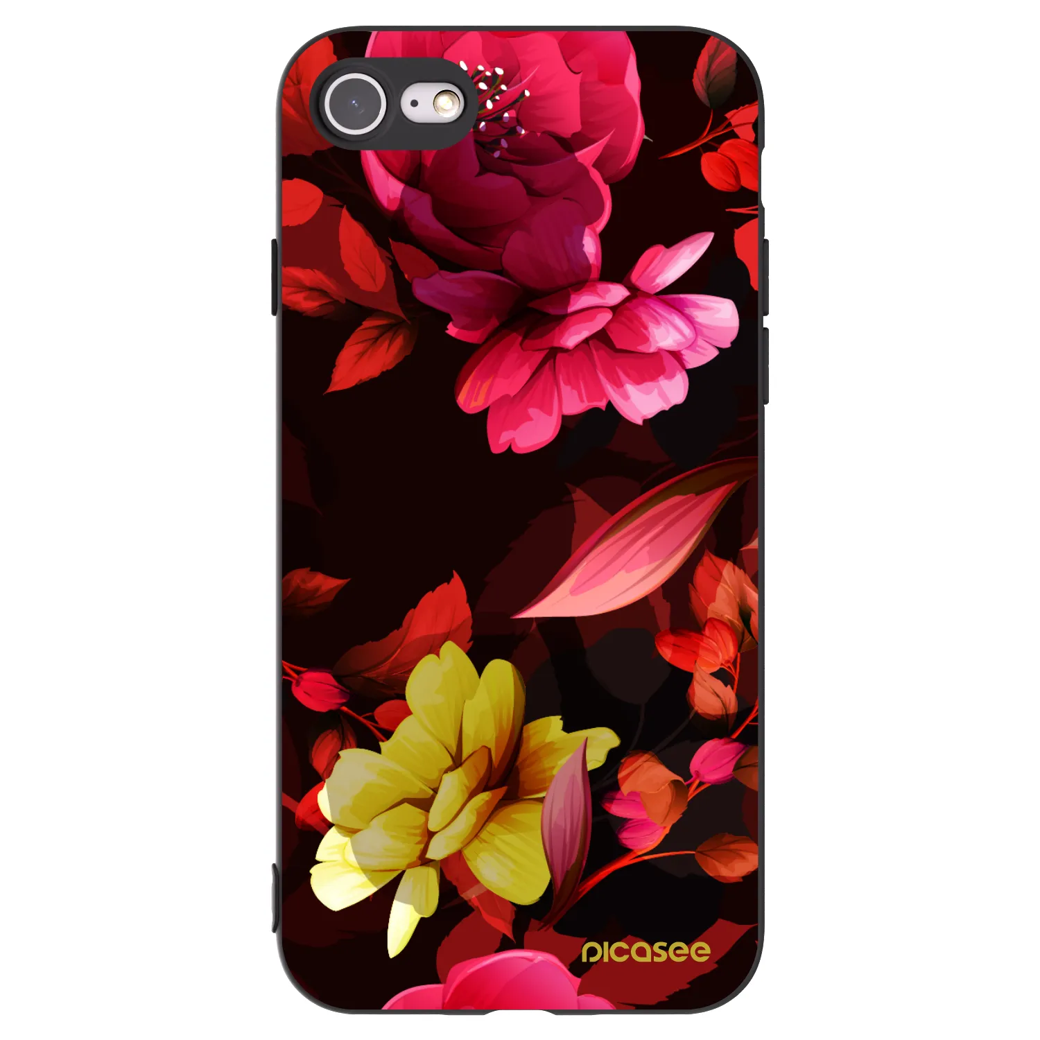 Picasee silikónový čierny obal pre Apple iPhone 8 - Dark Peonny