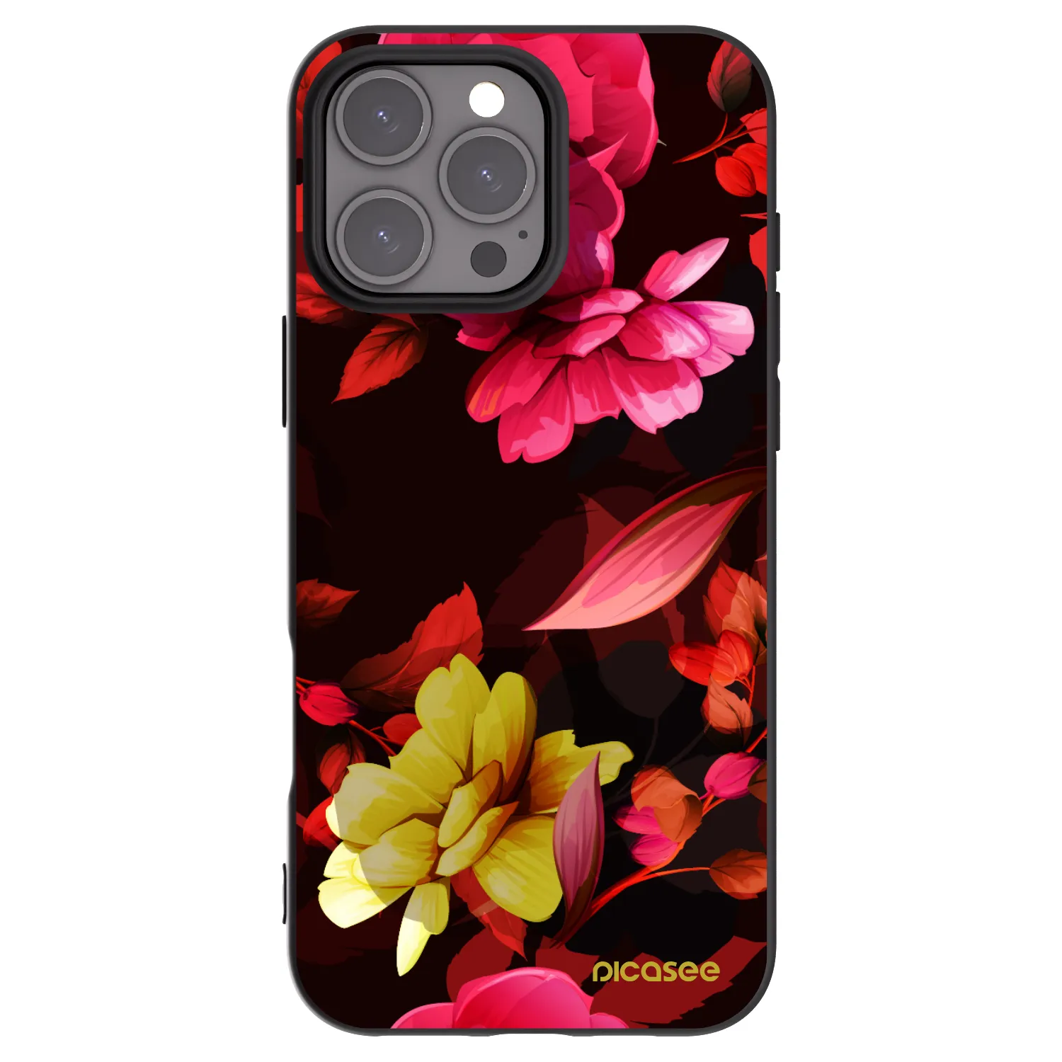 Picasee silikónový čierny obal pre Apple iPhone 16 Pro Max - Dark Peonny