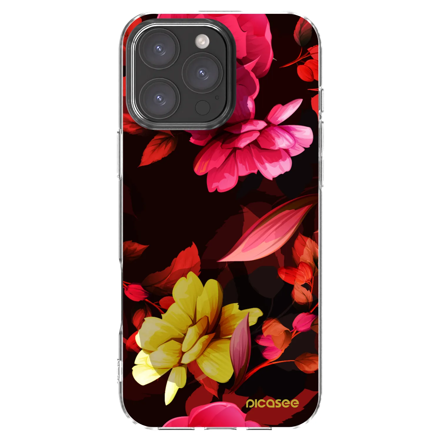 Picasee silikónový prehľadný obal pre Apple iPhone 16 Pro Max - Dark Peonny