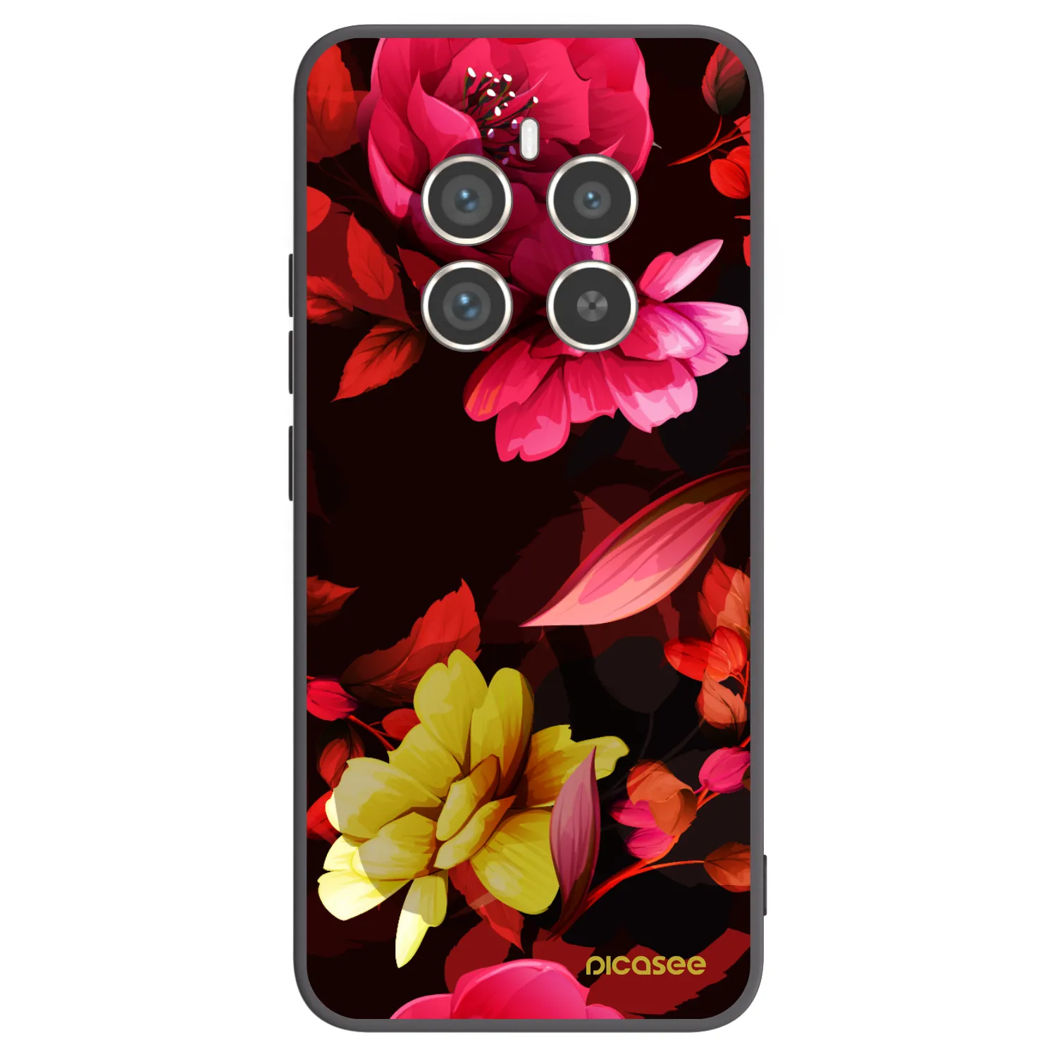 Picasee silikónový čierny obal pre Realme 12 Pro 5G - Dark Peonny