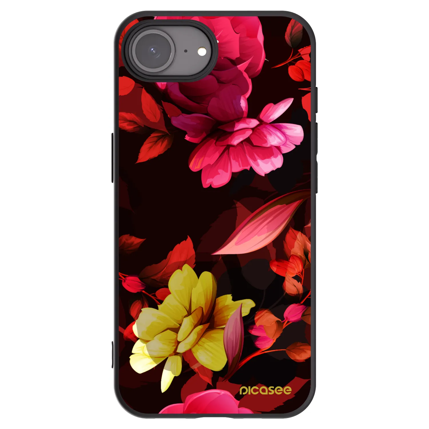 Picasee silikónový čierny obal pre Apple iPhone 16e - Dark Peonny