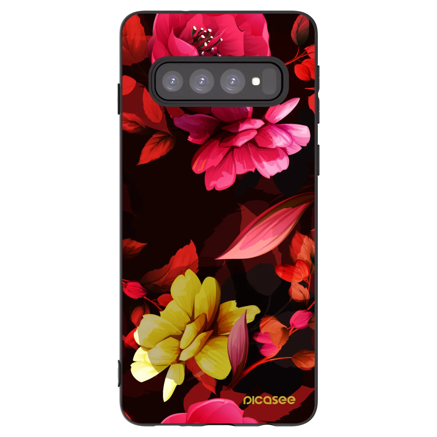 Picasee silikónový čierny obal pre Samsung Galaxy S10 G973 - Dark Peonny