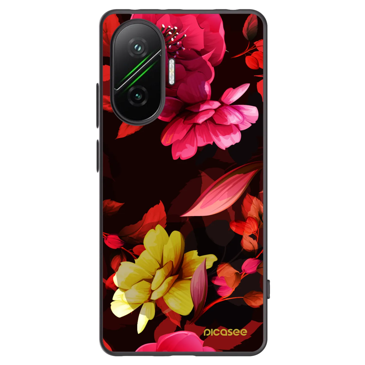 Silikónový čierny obal pre Xiaomi Poco F7 5G - Dark Peonny