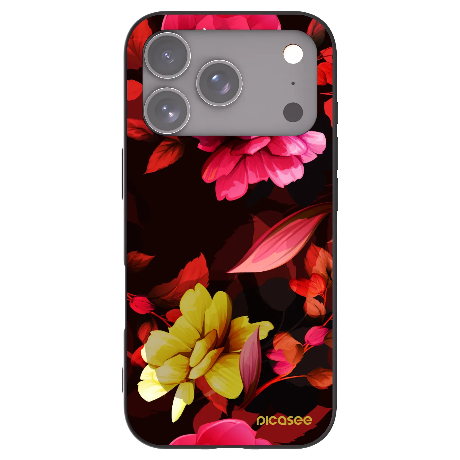 Picasee silikónový čierny obal pre Apple iPhone 17 Pro - Dark Peonny