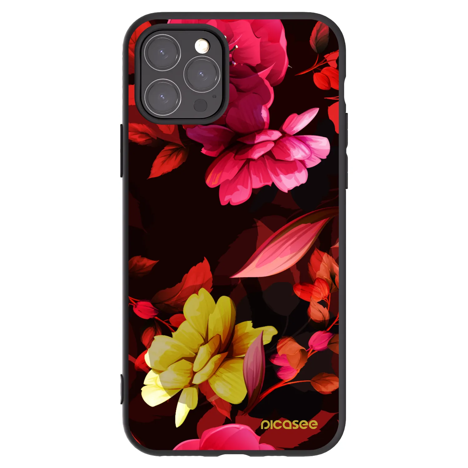 Picasee silikónový čierny obal pre Apple iPhone 11 Pro - Dark Peonny