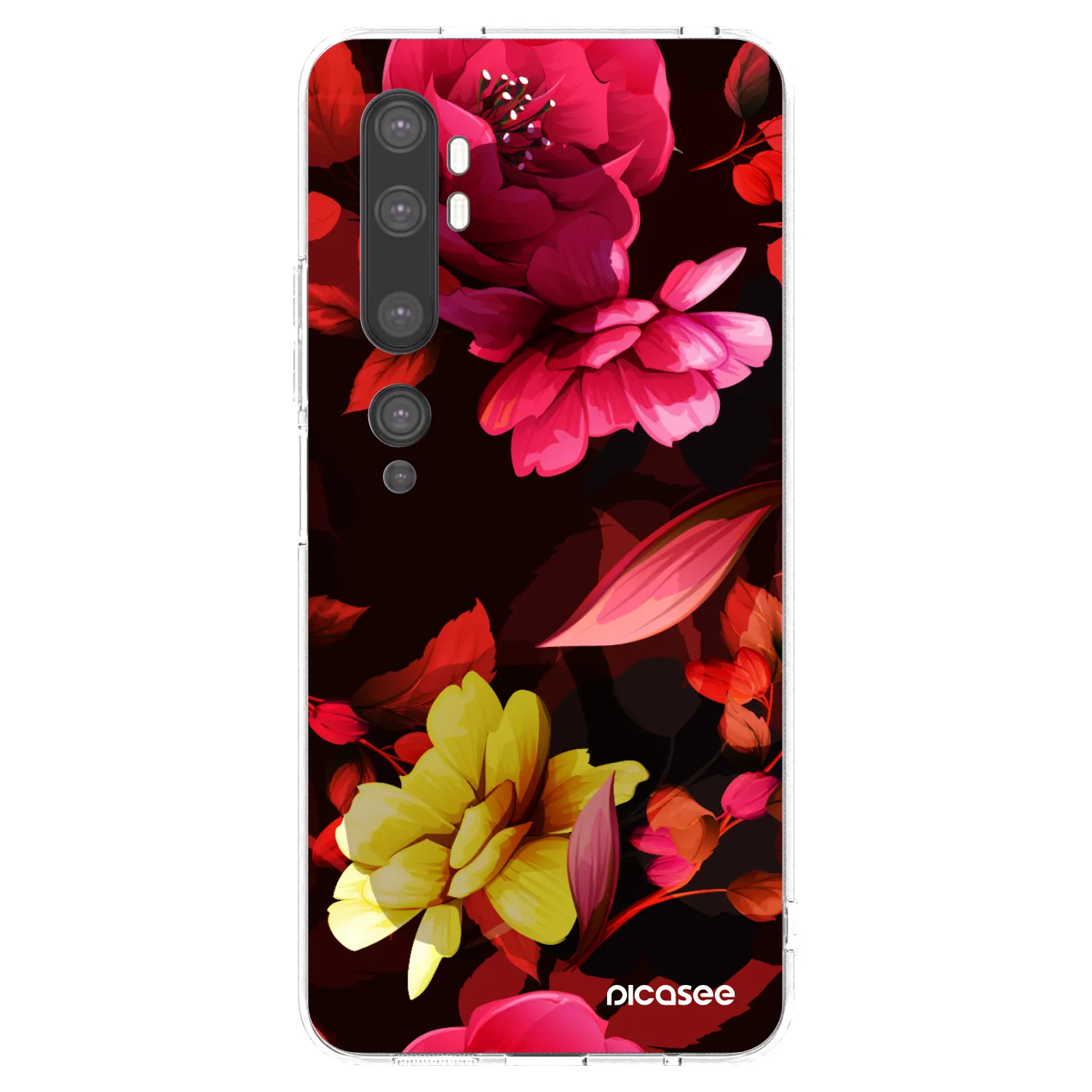Picasee silikónový prehľadný obal pre Xiaomi Mi Note 10 (Pro) - Dark Peonny