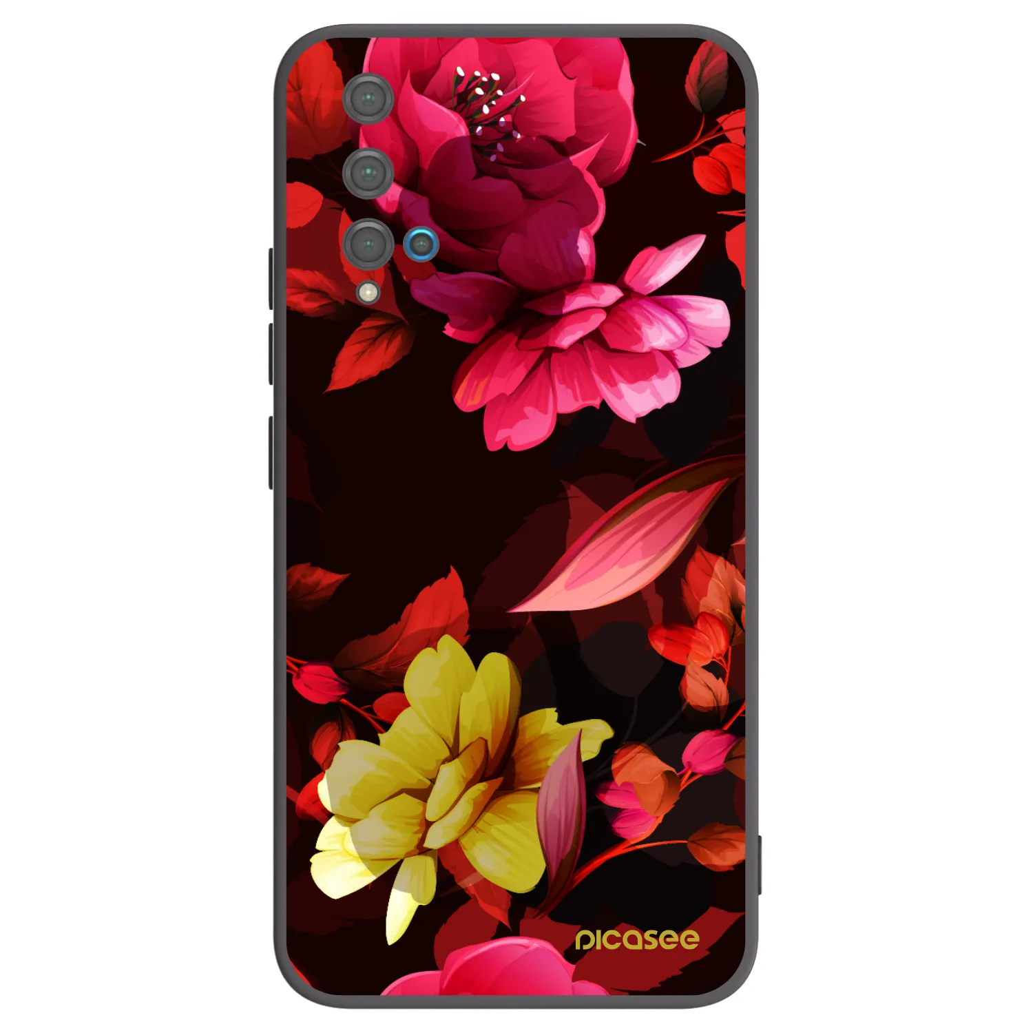 Picasee silikónový čierny obal pre Huawei Nova 5T - Dark Peonny