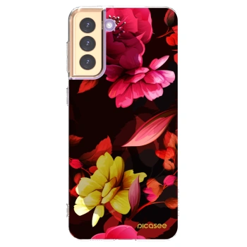 Picasee silikónový prehľadný obal pre Samsung Galaxy S21+ 5G G996F - Dark Peonny