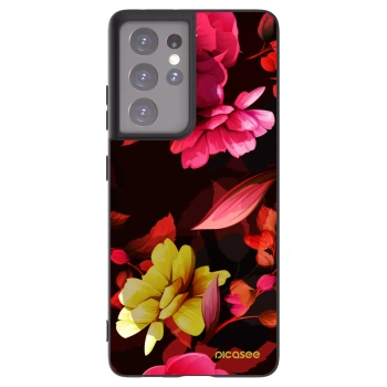 Picasee silikónový čierny obal pre Samsung Galaxy S21 Ultra 5G G998B - Dark Peonny