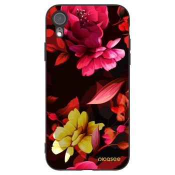 Picasee silikónový čierny obal pre Apple iPhone XR - Dark Peonny