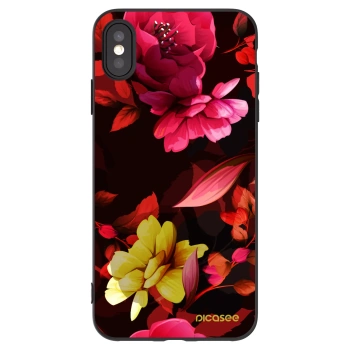 Picasee silikónový čierny obal pre Apple iPhone XS Max - Dark Peonny