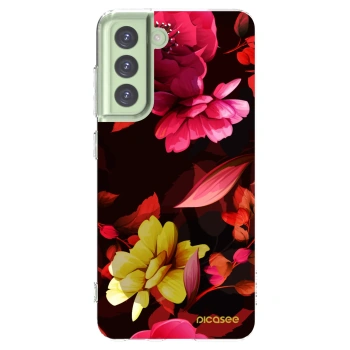 Picasee silikónový prehľadný obal pre Samsung Galaxy S21 FE 5G - Dark Peonny