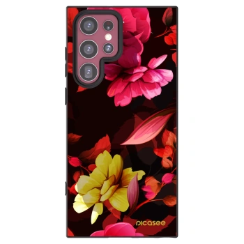 Picasee silikónový čierny obal pre Samsung Galaxy S22 Ultra 5G - Dark Peonny