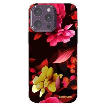 Picasee silikónový prehľadný obal pre Apple iPhone 14 Pro Max - Dark Peonny