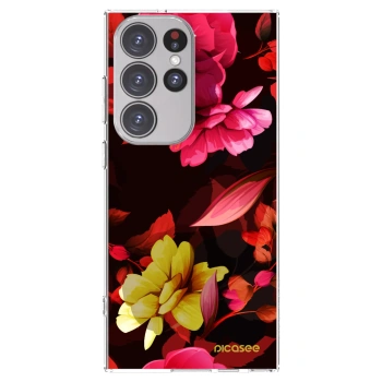 Picasee silikónový prehľadný obal pre Samsung Galaxy S23 Ultra 5G - Dark Peonny