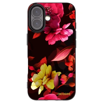 Picasee silikónový čierny obal pre Apple iPhone 16 - Dark Peonny