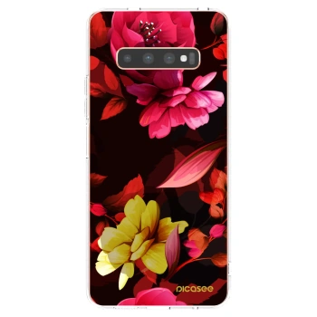Picasee silikónový prehľadný obal pre Samsung Galaxy S10 Plus G975 - Dark Peonny