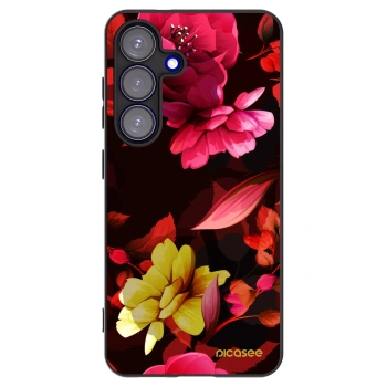 Picasee silikónový čierny obal pre Samsung Galaxy S25 5G - Dark Peonny