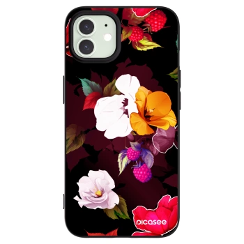 Picasee silikónový čierny obal pre Apple iPhone 12 - Flowers and Berries