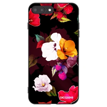 Picasee silikónový čierny obal pre Apple iPhone 7 Plus - Flowers and Berries