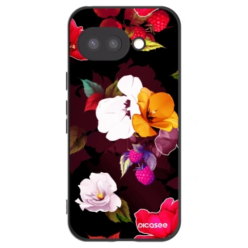 Picasee silikónový čierny obal pre Google Pixel 9a - Flowers and Berries