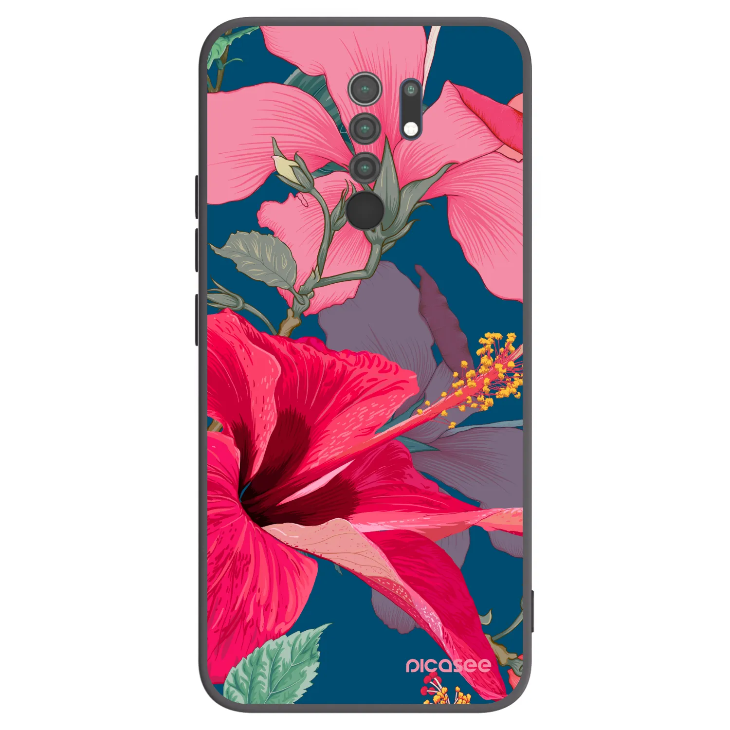 Picasee silikónový čierny obal pre Xiaomi Redmi 9 - Hibiscus