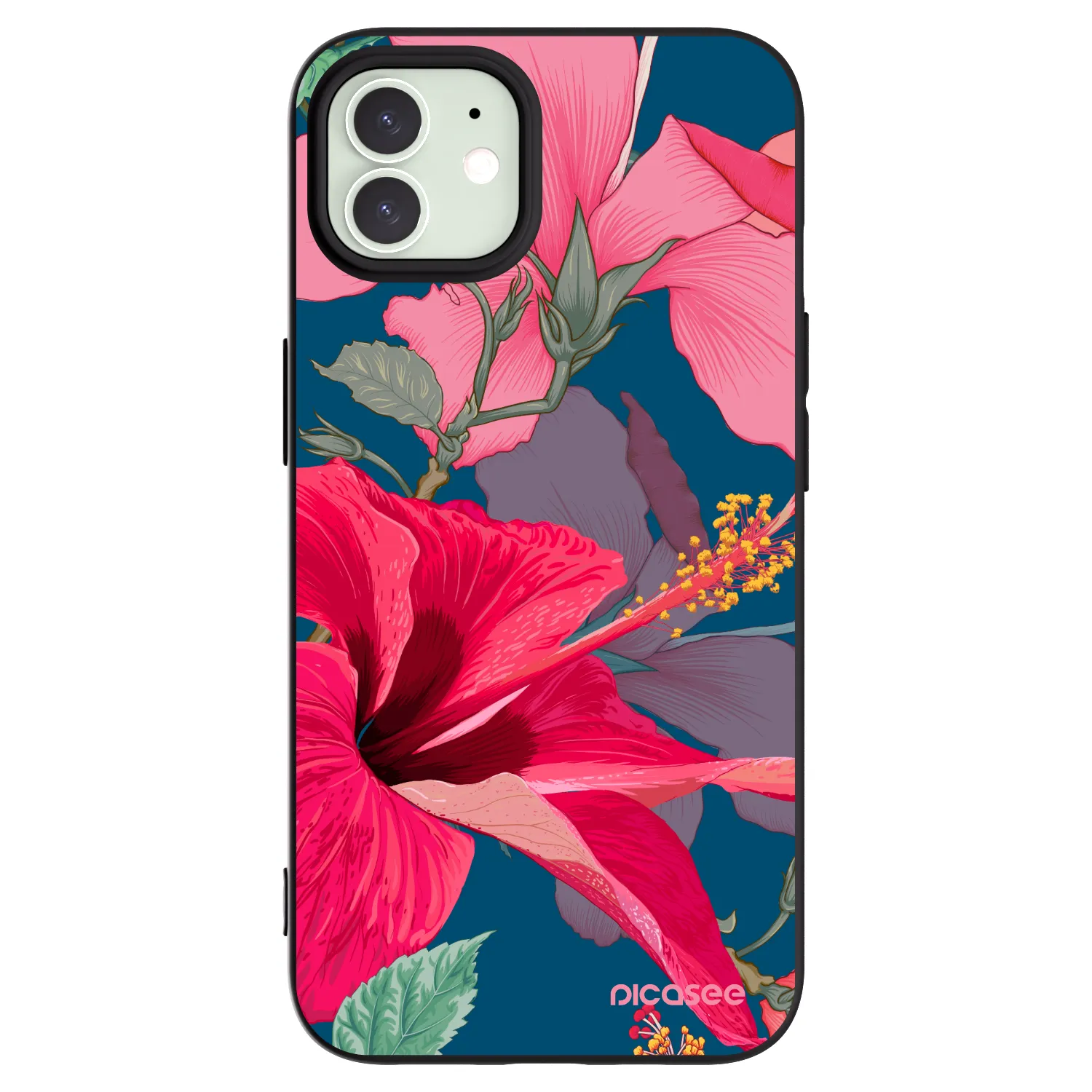 Picasee silikónový čierny obal pre Apple iPhone 12 Pro - Hibiscus